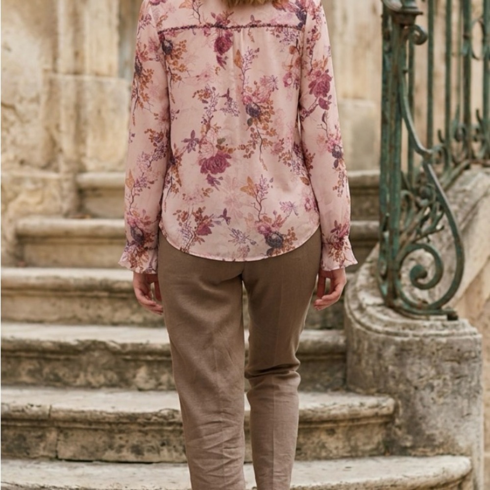 Worthington Floral Chiffon Blouse - Pink and Tan - Picture 4 of 4
